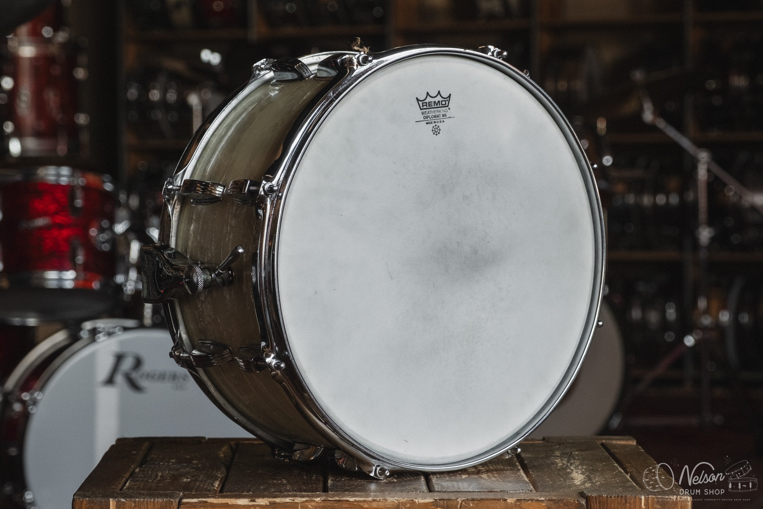 1960's Ludwig Symphonic No. 902 in White Marine Pearl - 6.5x14