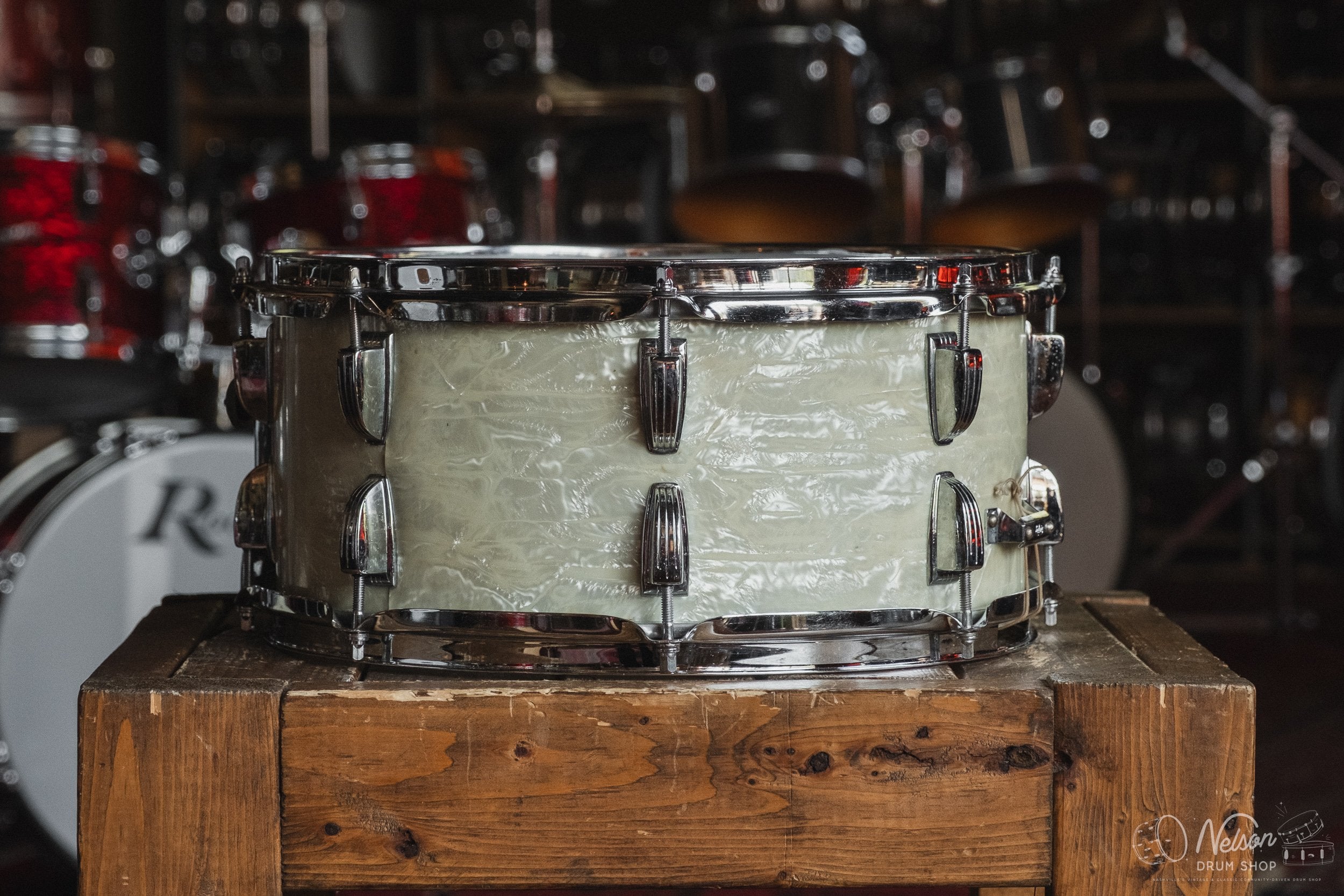 1960's Ludwig Symphonic No. 902 in White Marine Pearl - 6.5x14