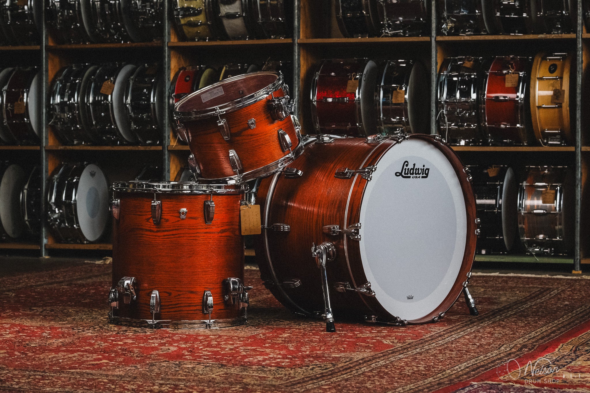 Ludwig Classic Oak 'Fab 4' in Tennessee Whiskey - 14x22, 9x13, 16x16