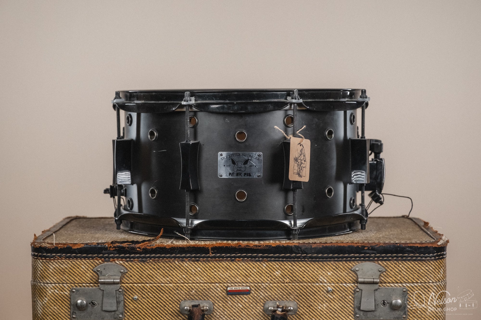 Used Pork Pie 'Little Squealer' Vented Snare in Black Ebony Satin - 7x13"