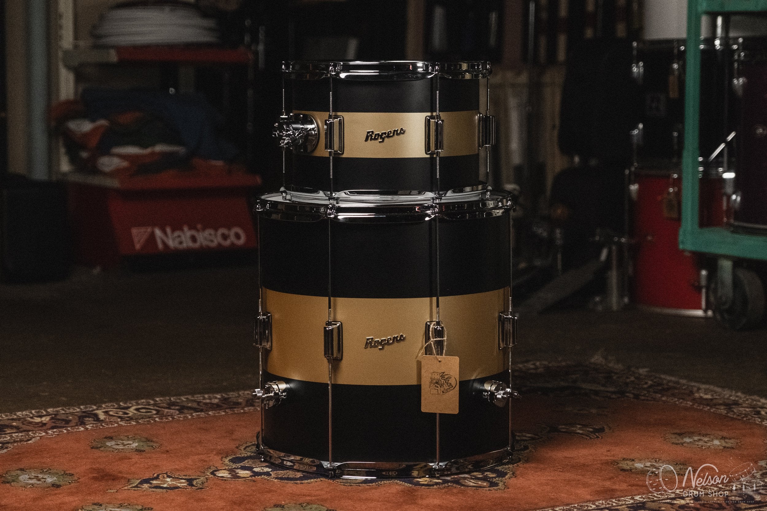 Rogers 'Tower' in Satin Black & Gold Duco - 10x22, 8x12, 16x16