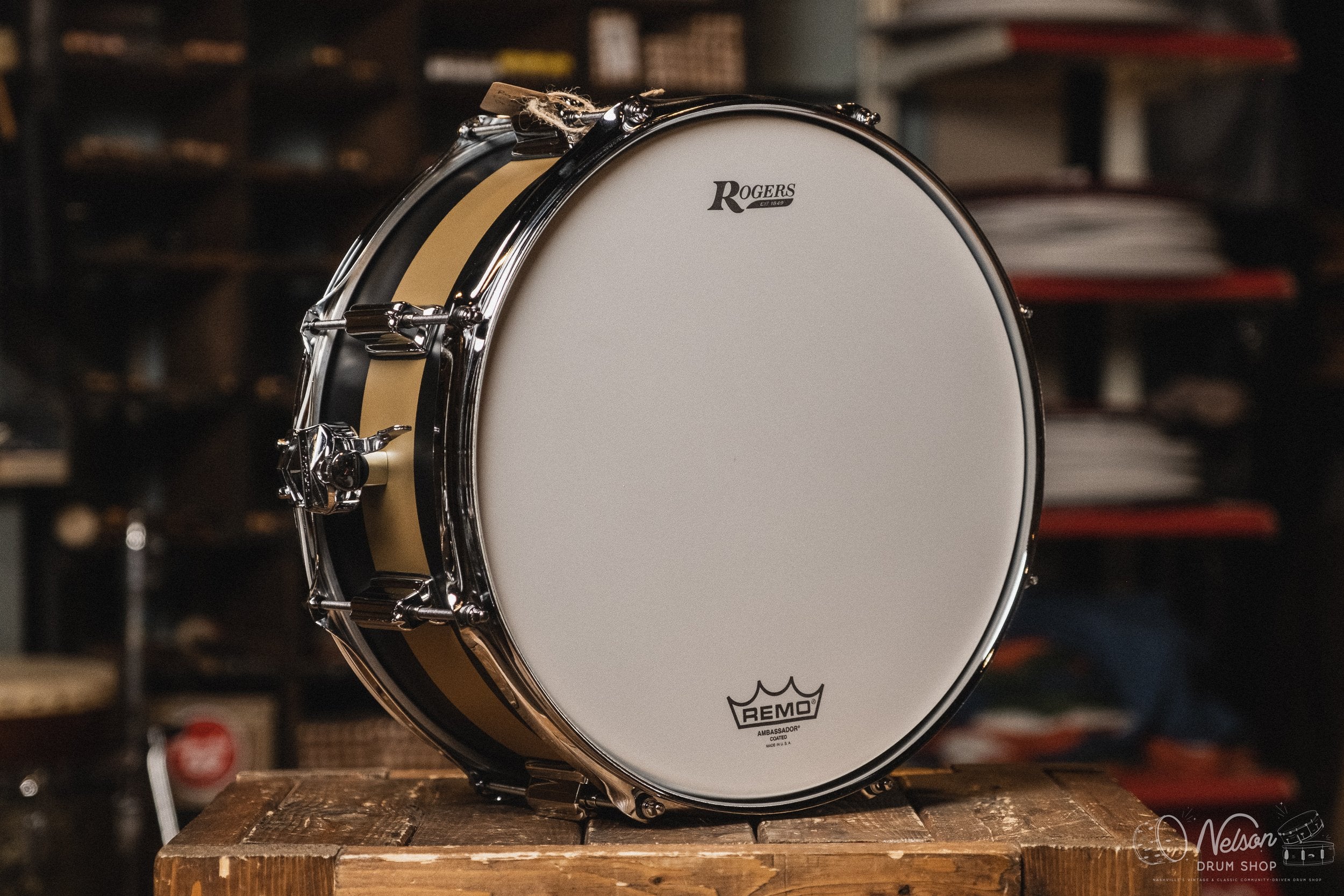 Rogers 'PowerTone' in Satin Black & Gold Duco - 6.5x14