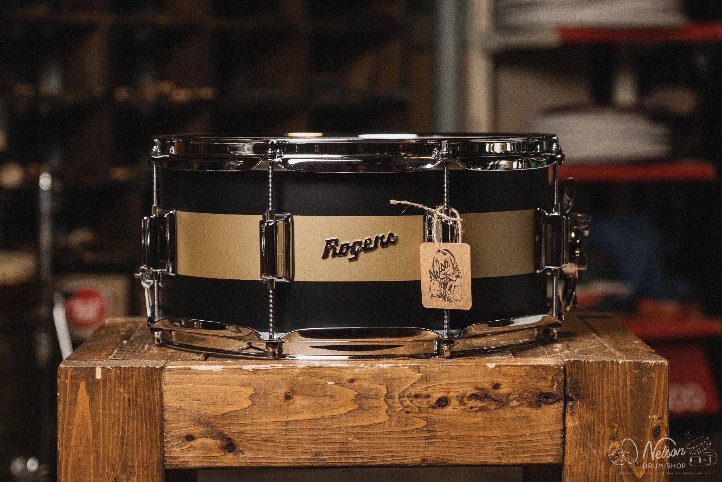 Rogers 'PowerTone' in Satin Black & Gold Duco - 6.5x14