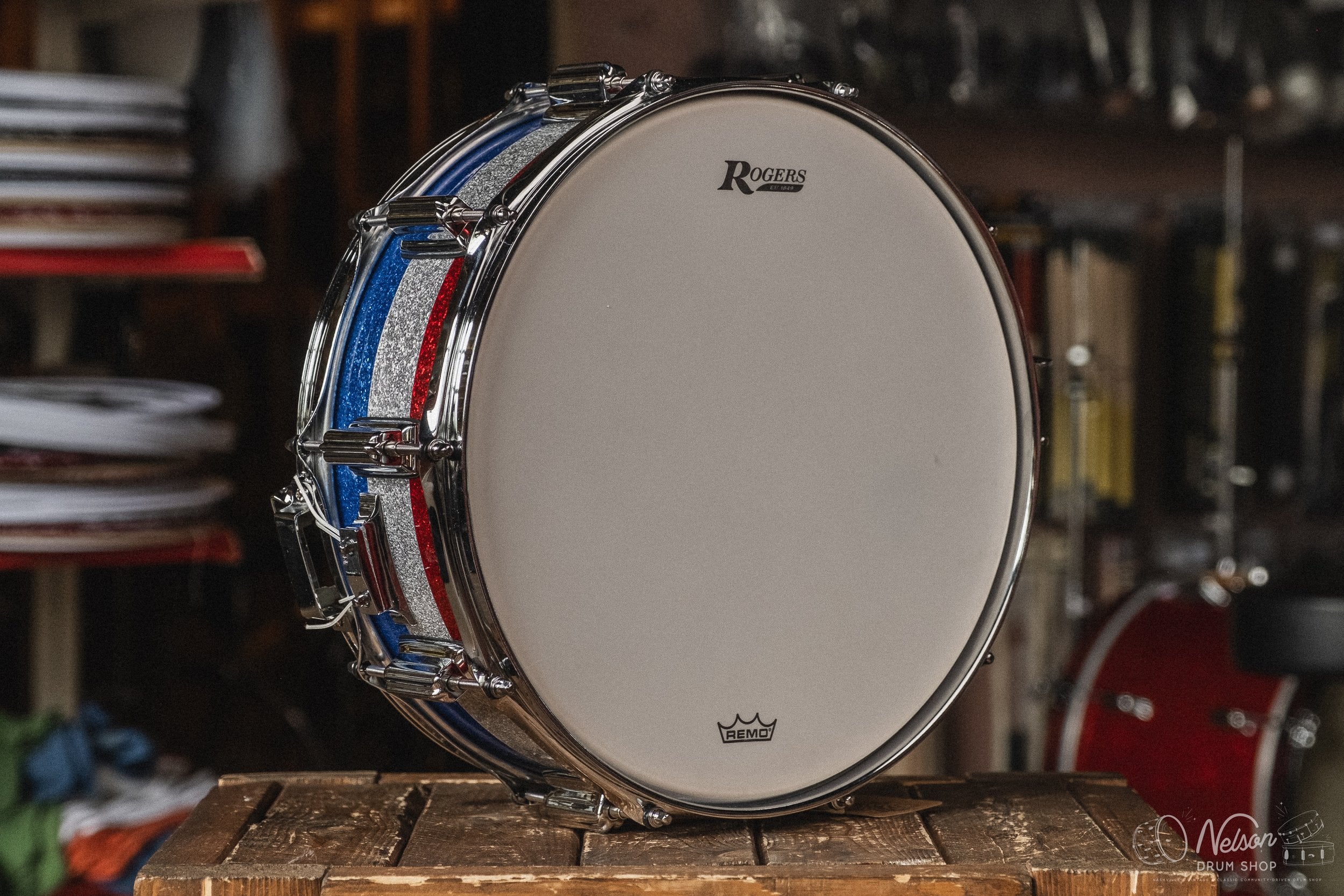 Rogers Limited Edition 'Dyna-Sonic' in Red, White & Blue Sparkle - 5x14