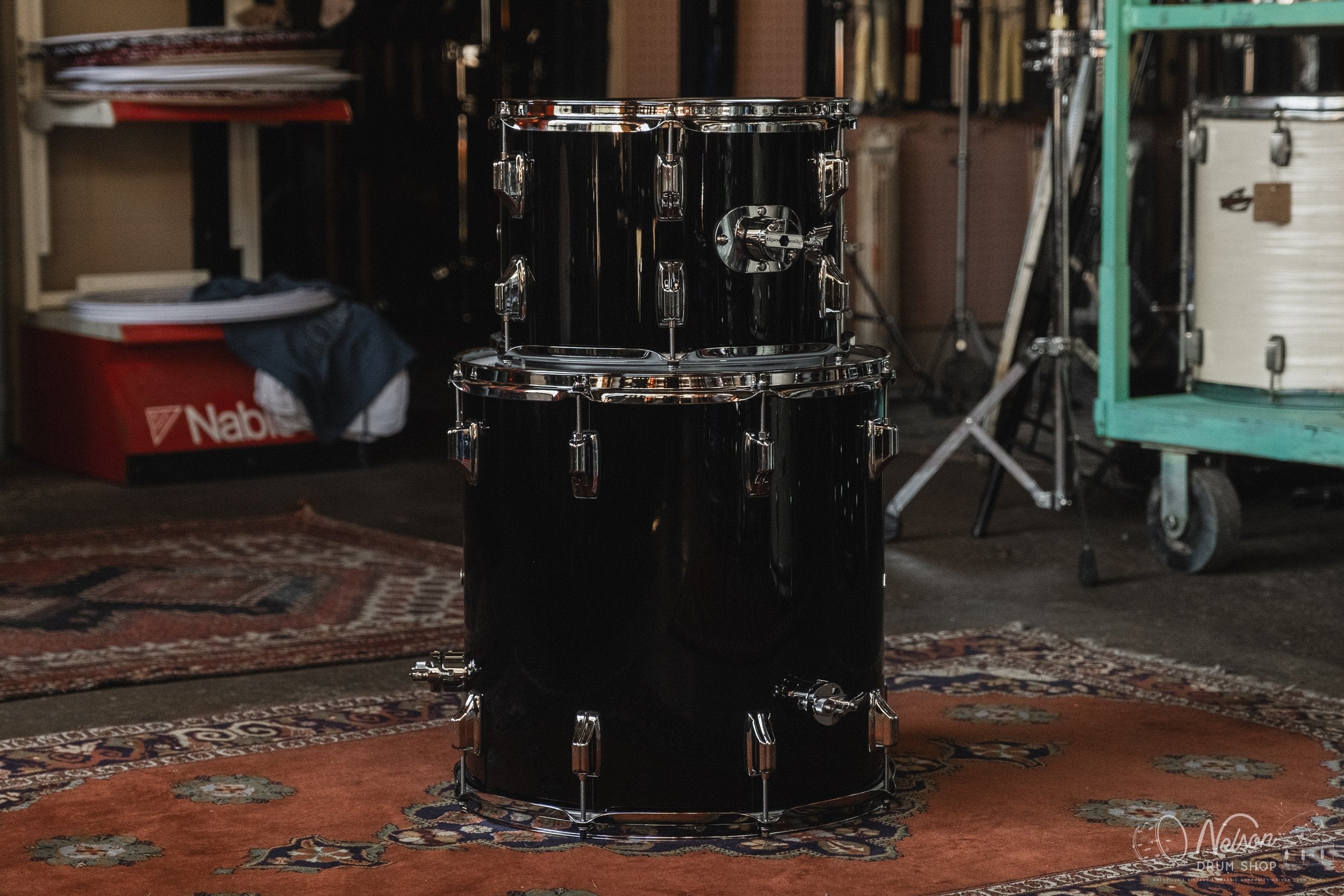 Rogers 'PowerTone' in Piano Black Lacquer - 14x24, 9x13, 16x16