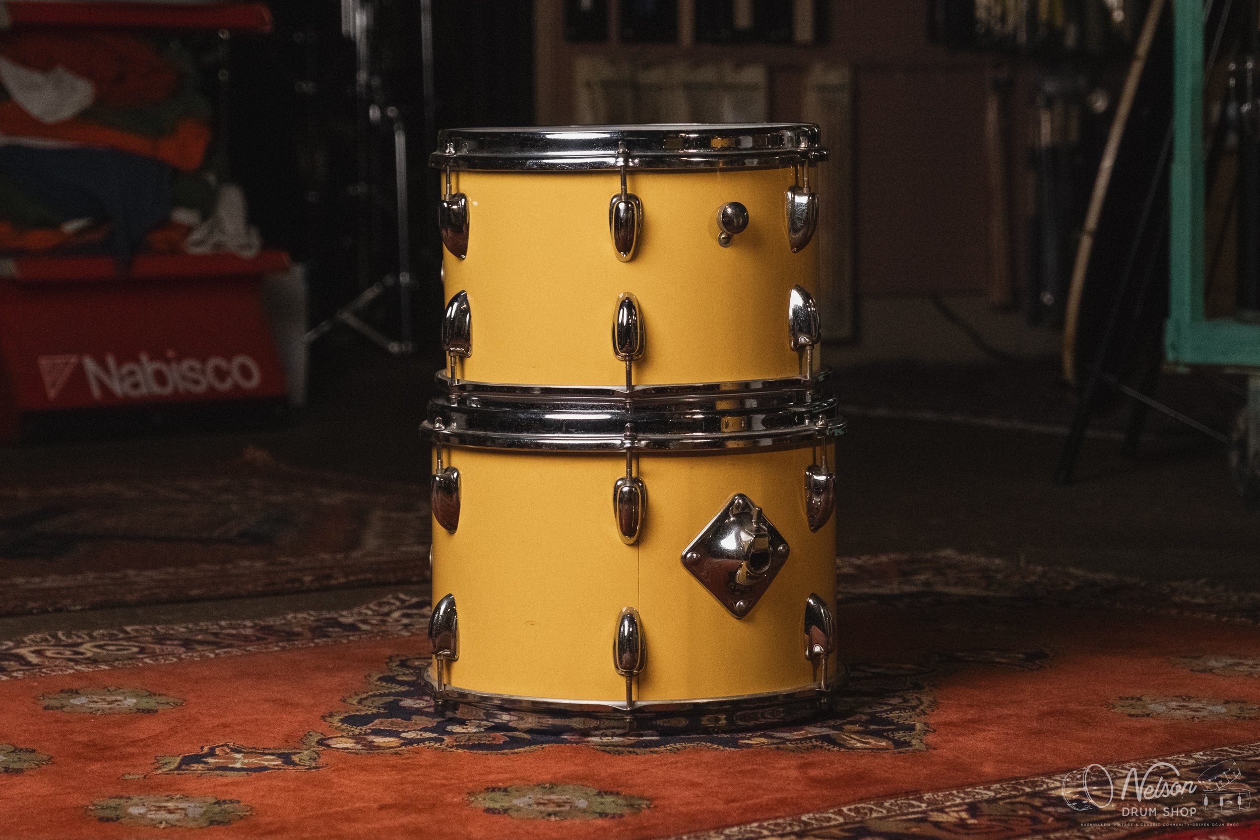 1970s Slingerland 'New Rock Outfit' in Yellow Gloss - 14x22, 8x12, 9x13, 16x16