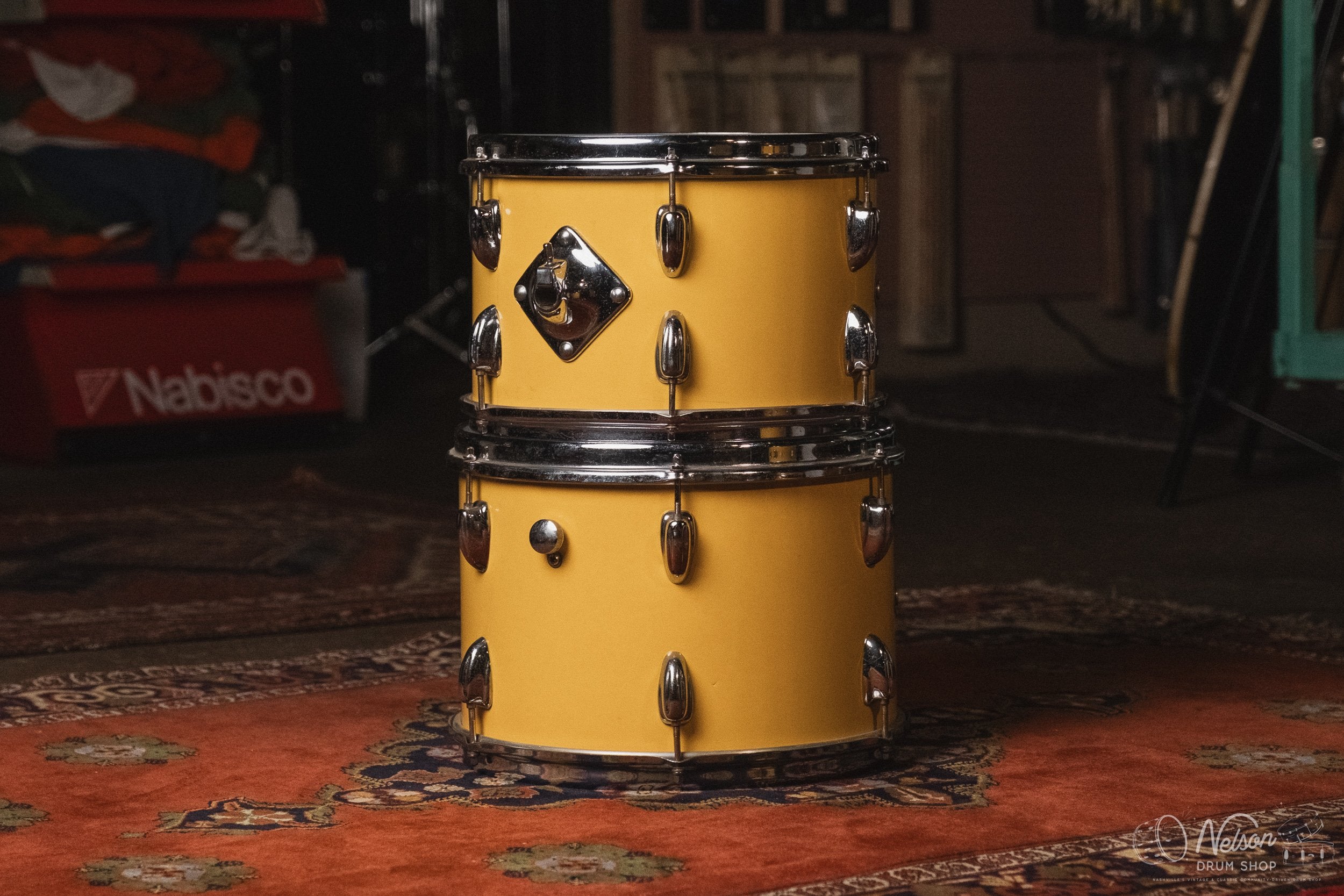 1970s Slingerland 'New Rock Outfit' in Yellow Gloss - 14x22, 8x12, 9x13, 16x16