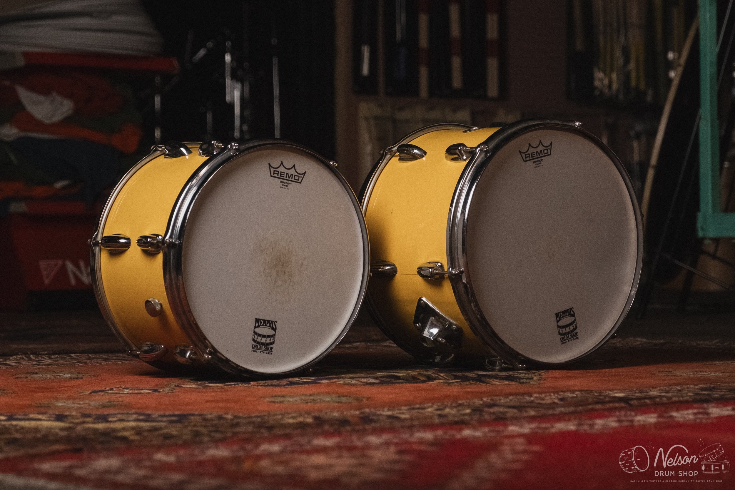 1970s Slingerland 'New Rock Outfit' in Yellow Gloss - 14x22, 8x12, 9x13, 16x16