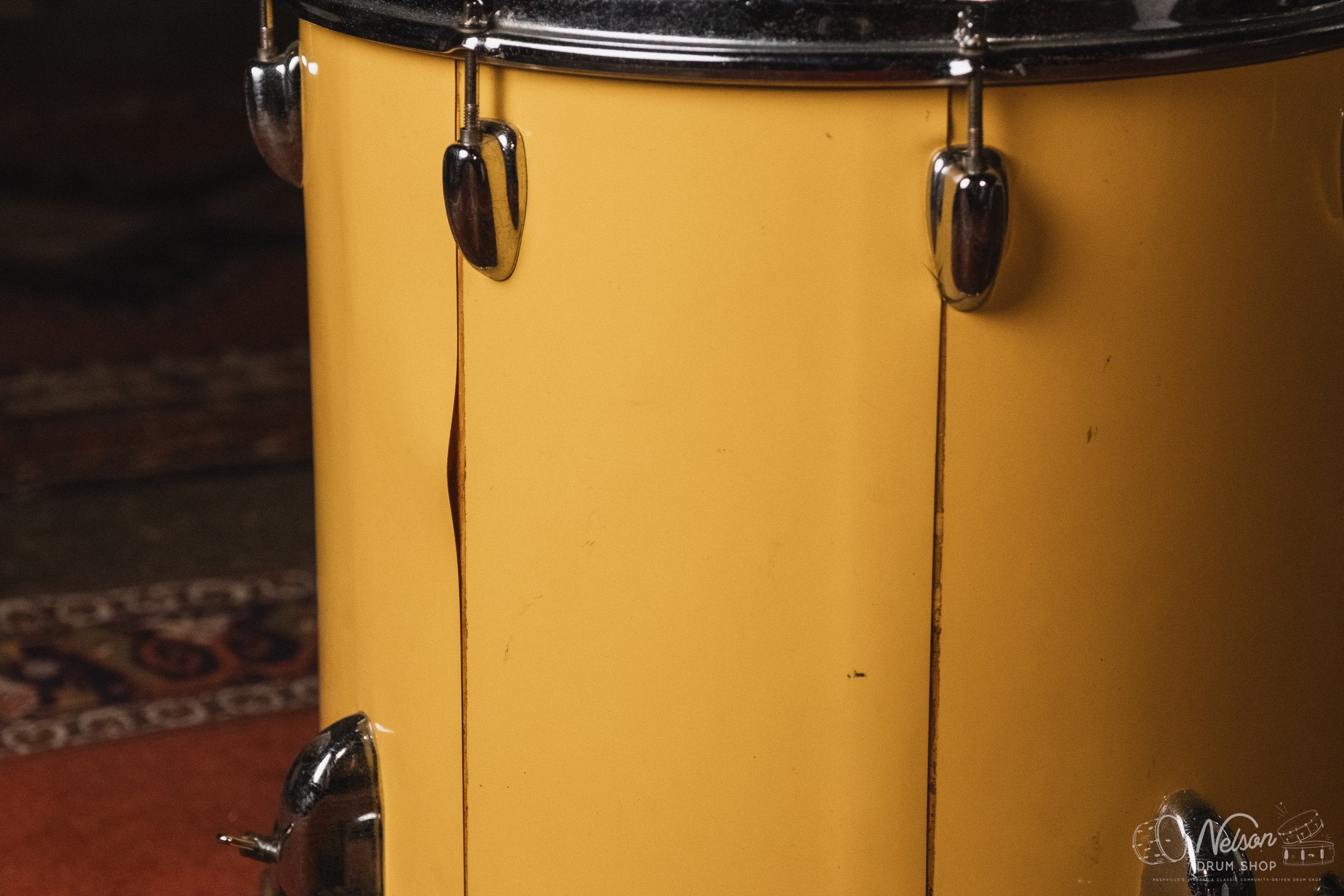 1970s Slingerland 'New Rock Outfit' in Yellow Gloss - 14x22, 8x12, 9x13, 16x16