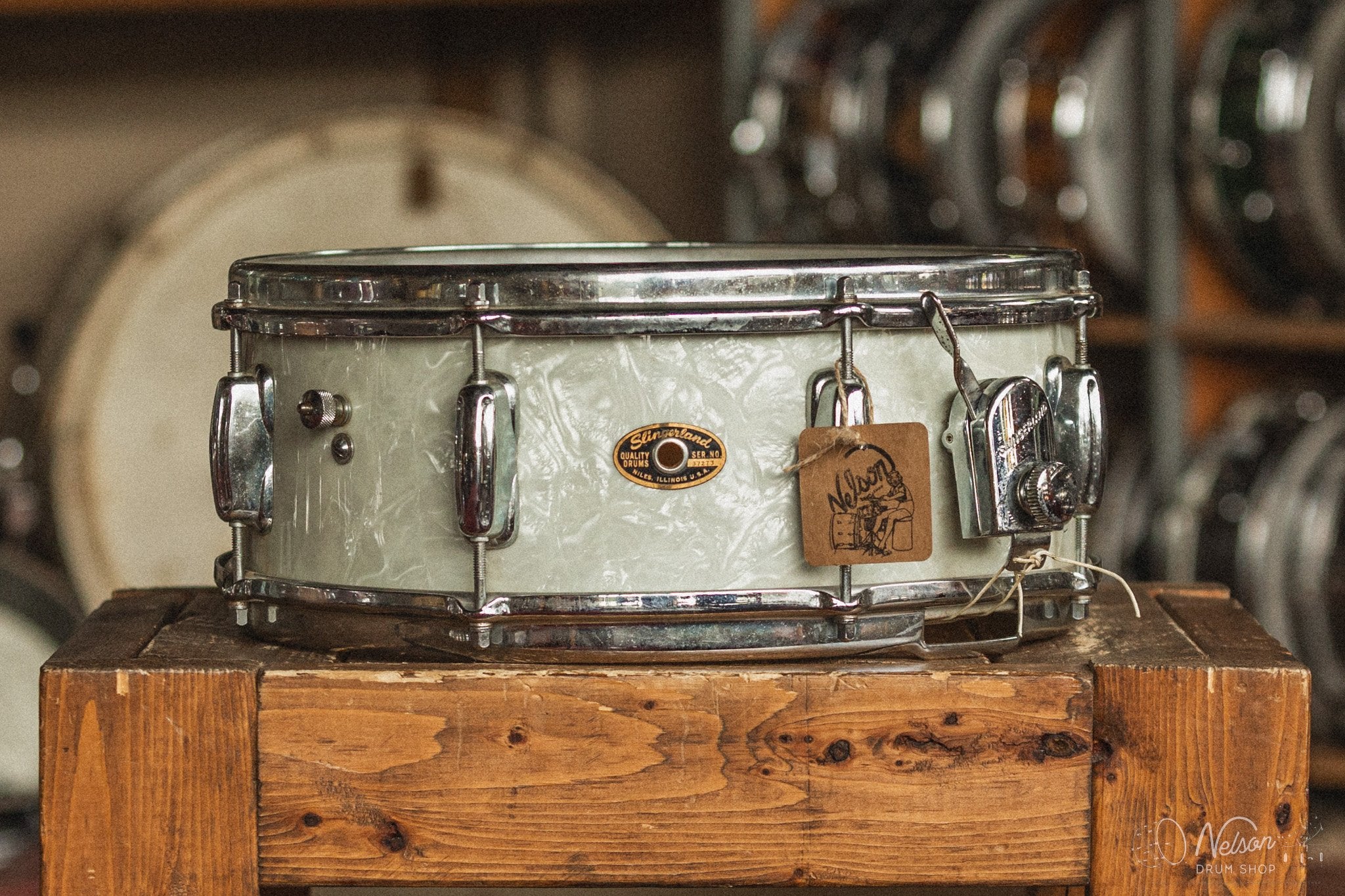 1960s Slingerland Artist Model in White Marine Pearl - 5.5x14