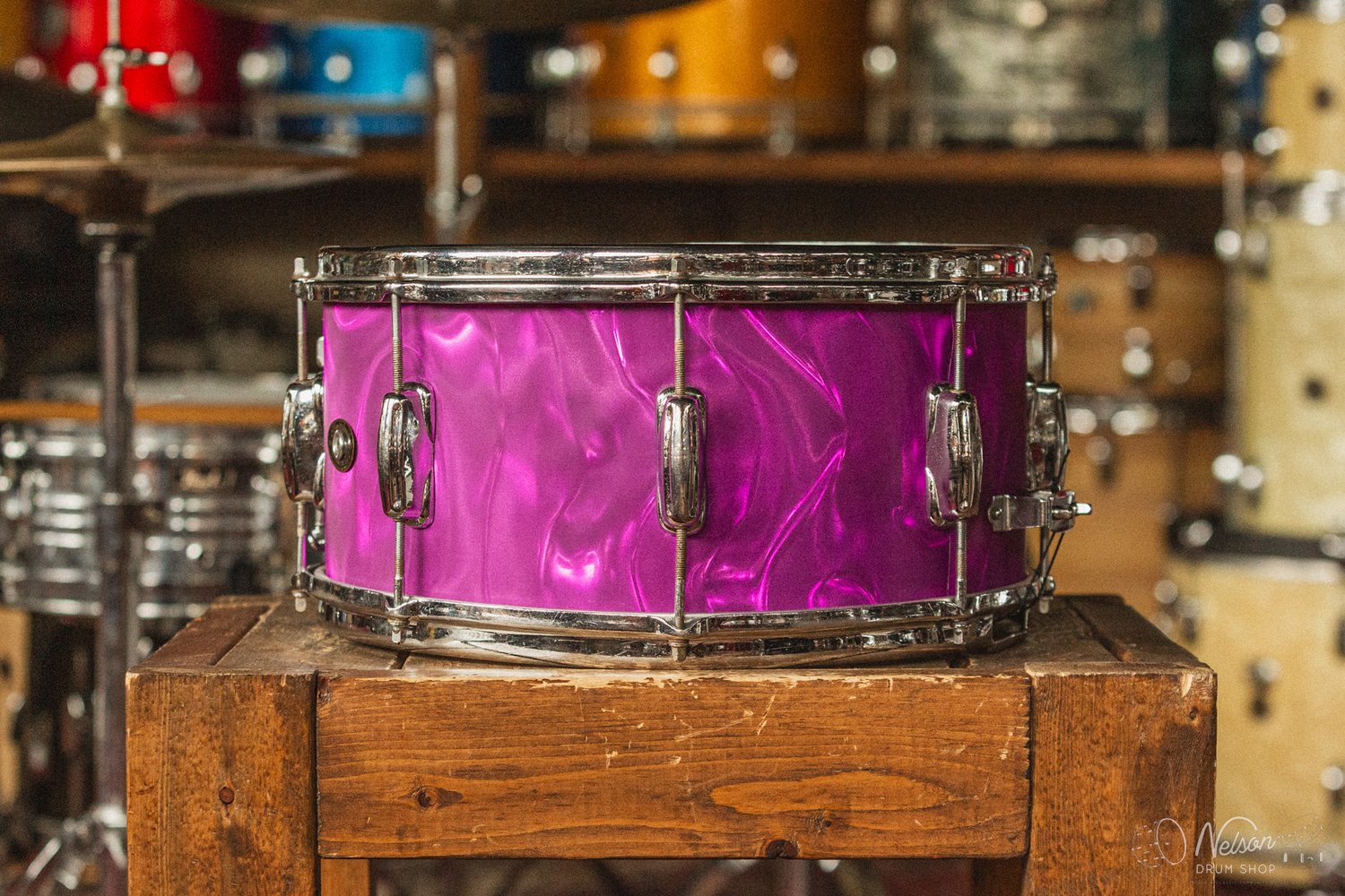 1950s Slingerland 'Hollywood Ace' Rewrapped in Purple Satin Flame - 7x14