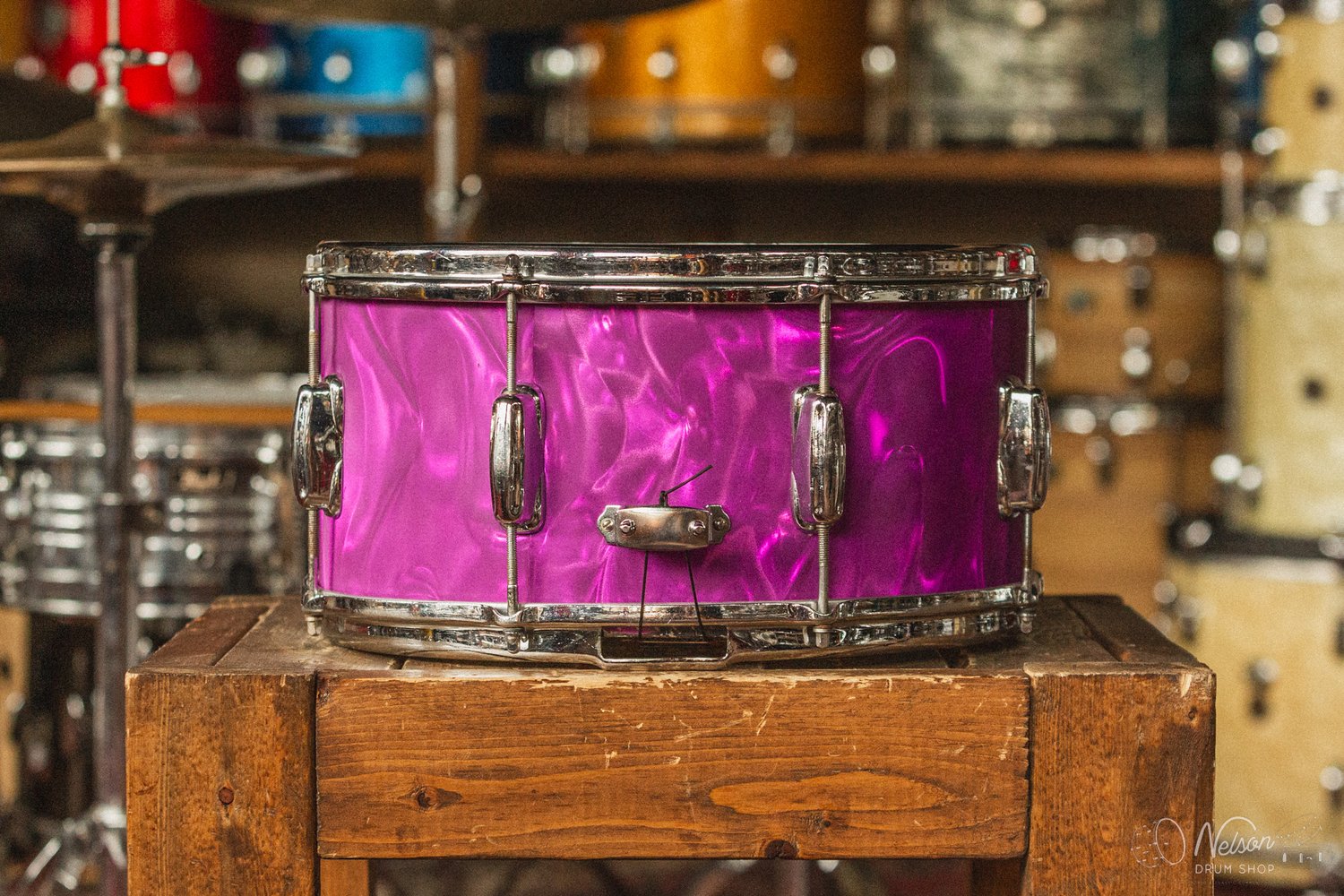 1950s Slingerland 'Hollywood Ace' Rewrapped in Purple Satin Flame - 7x14