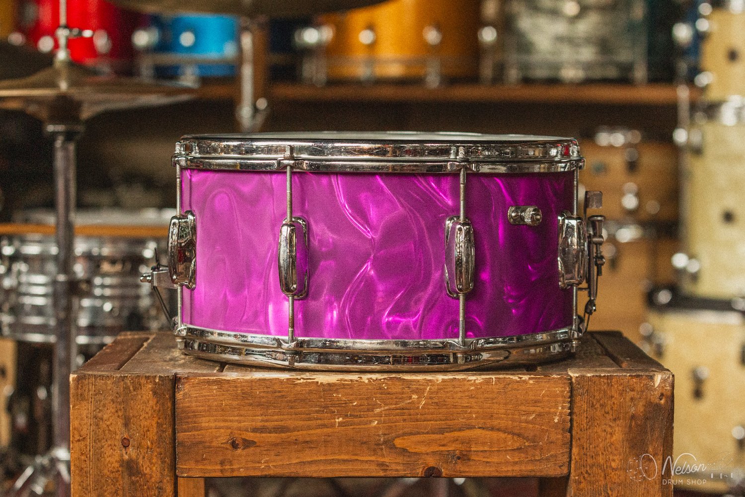 1950s Slingerland 'Hollywood Ace' Rewrapped in Purple Satin Flame - 7x14