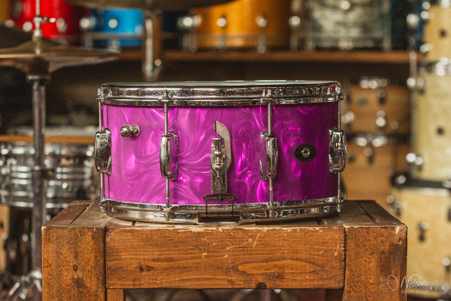 1950s Slingerland 'Hollywood Ace' Rewrapped in Purple Satin Flame - 7x14