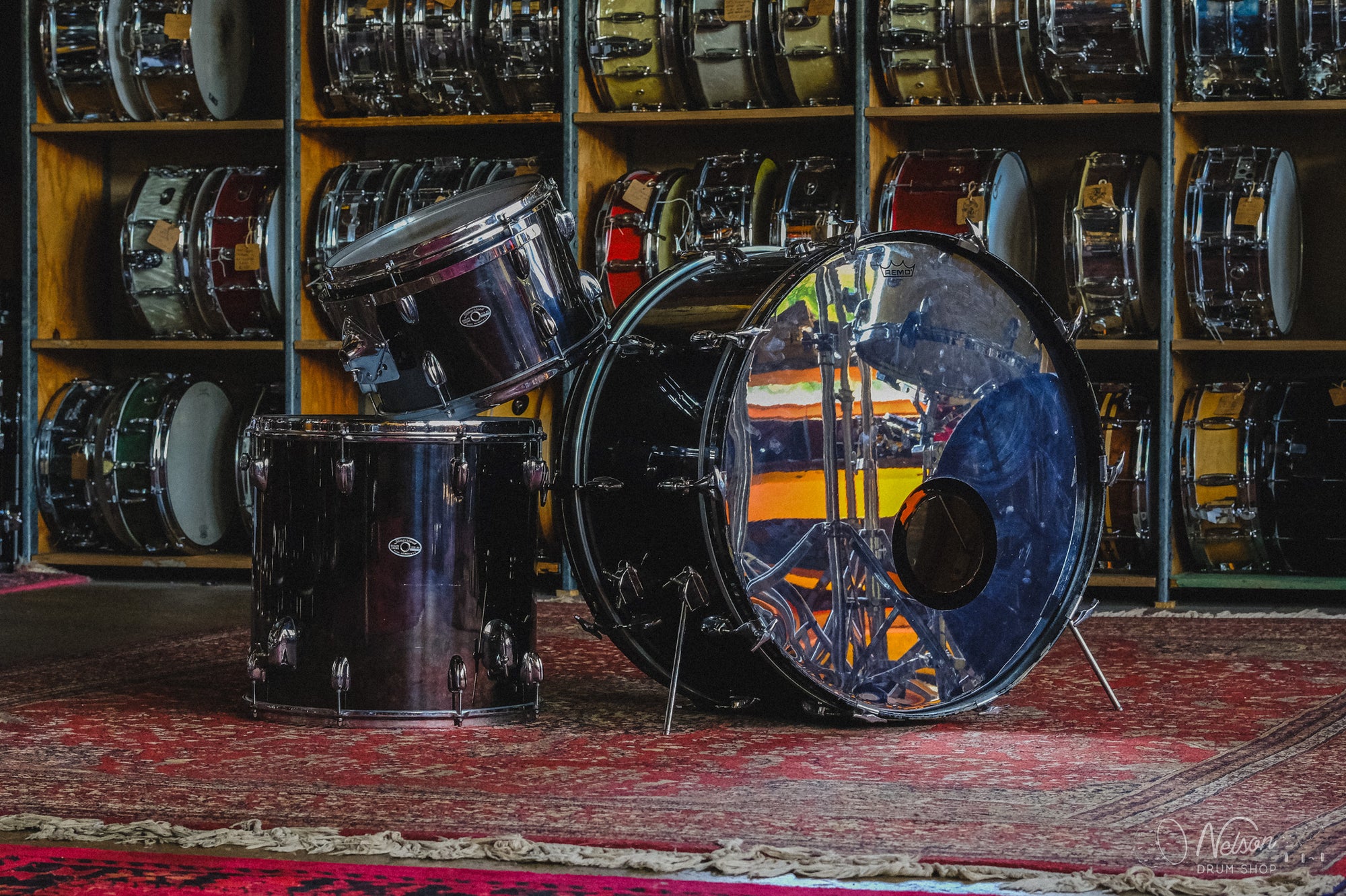 1970s Slingerland 3 ply in Black Chrome - 14x26, 9x13, 16x16