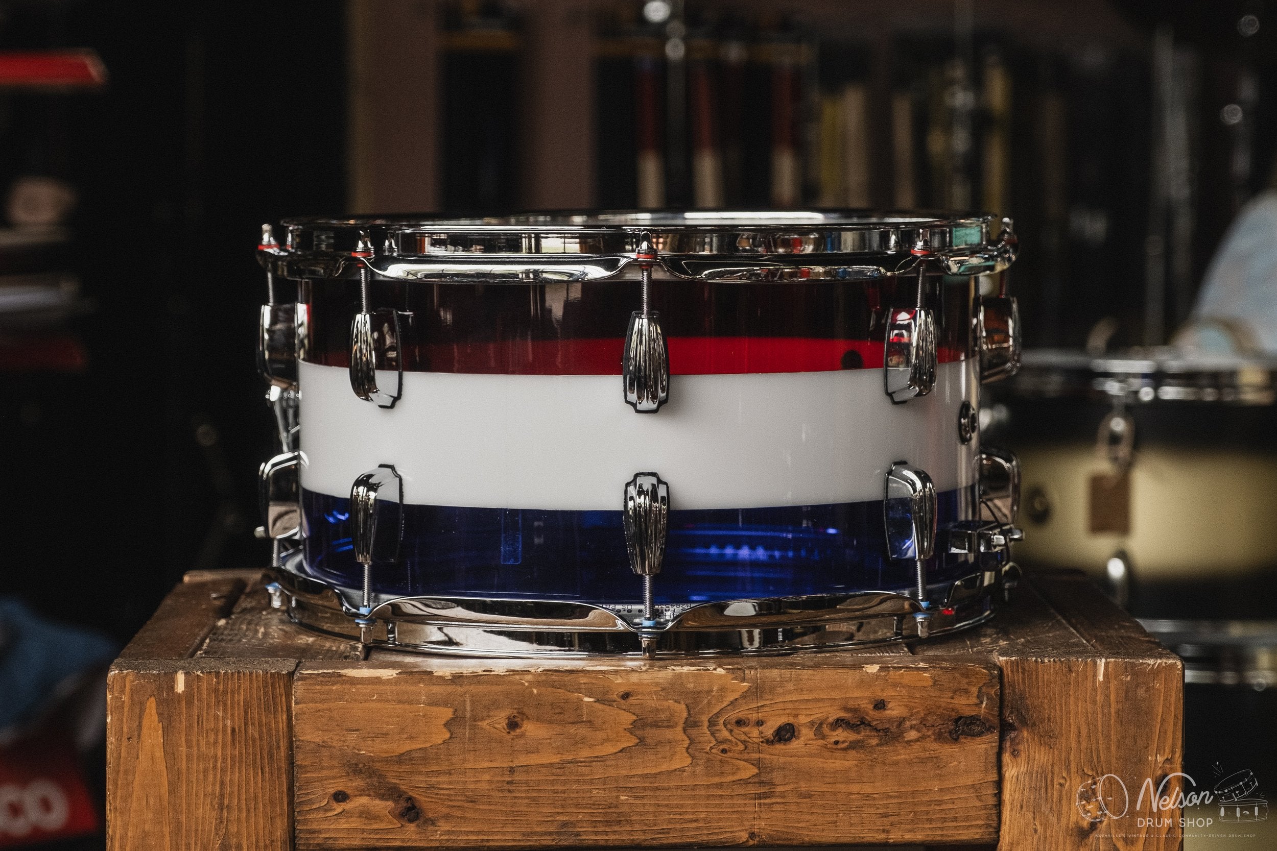 Standard Drum Co. 'Spirit of 76' Acrylic in Red, White, & Blue - 7.5x14