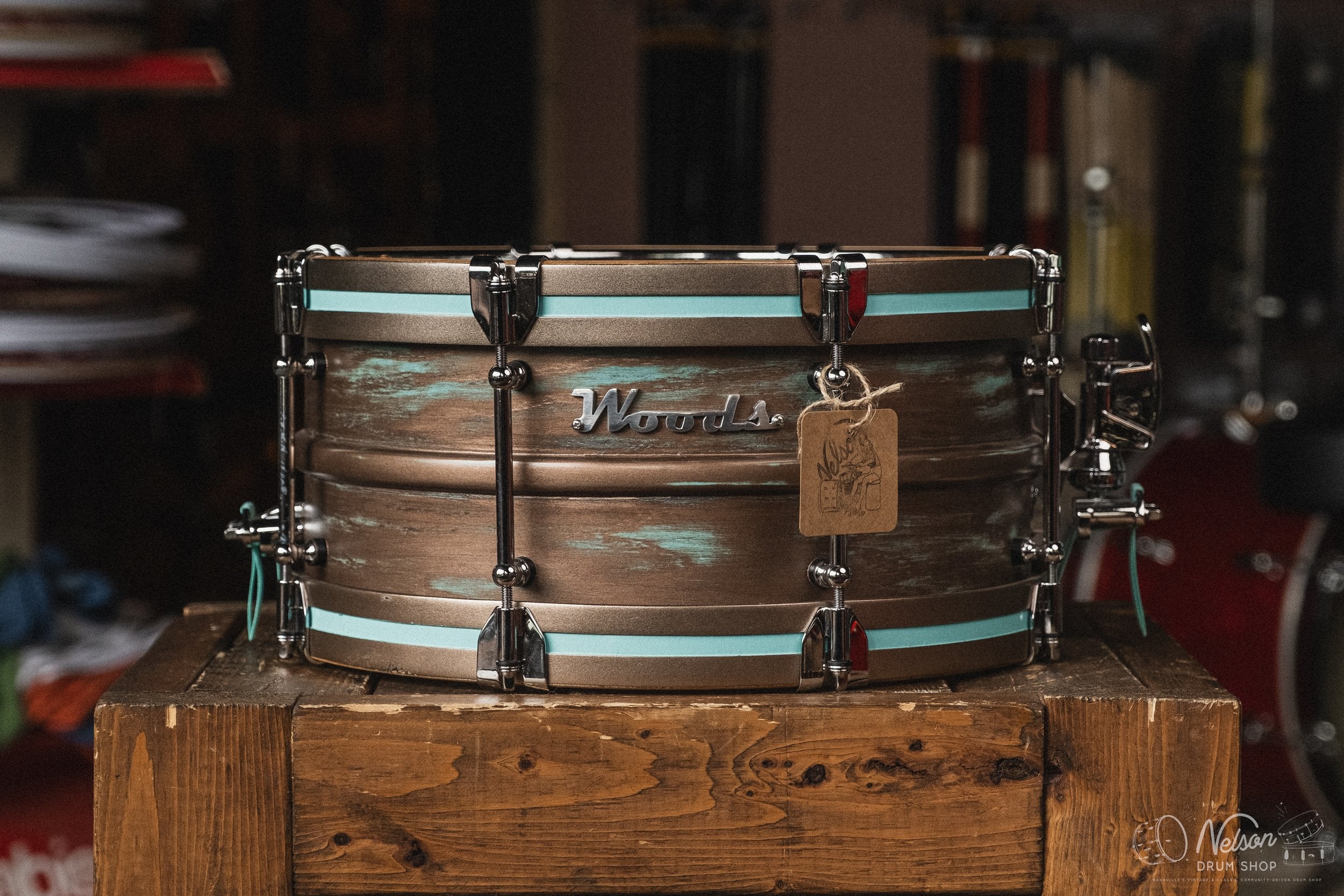 Woods Custom Drums Copper Patina Over 6 Ply Ash - 6.5x14