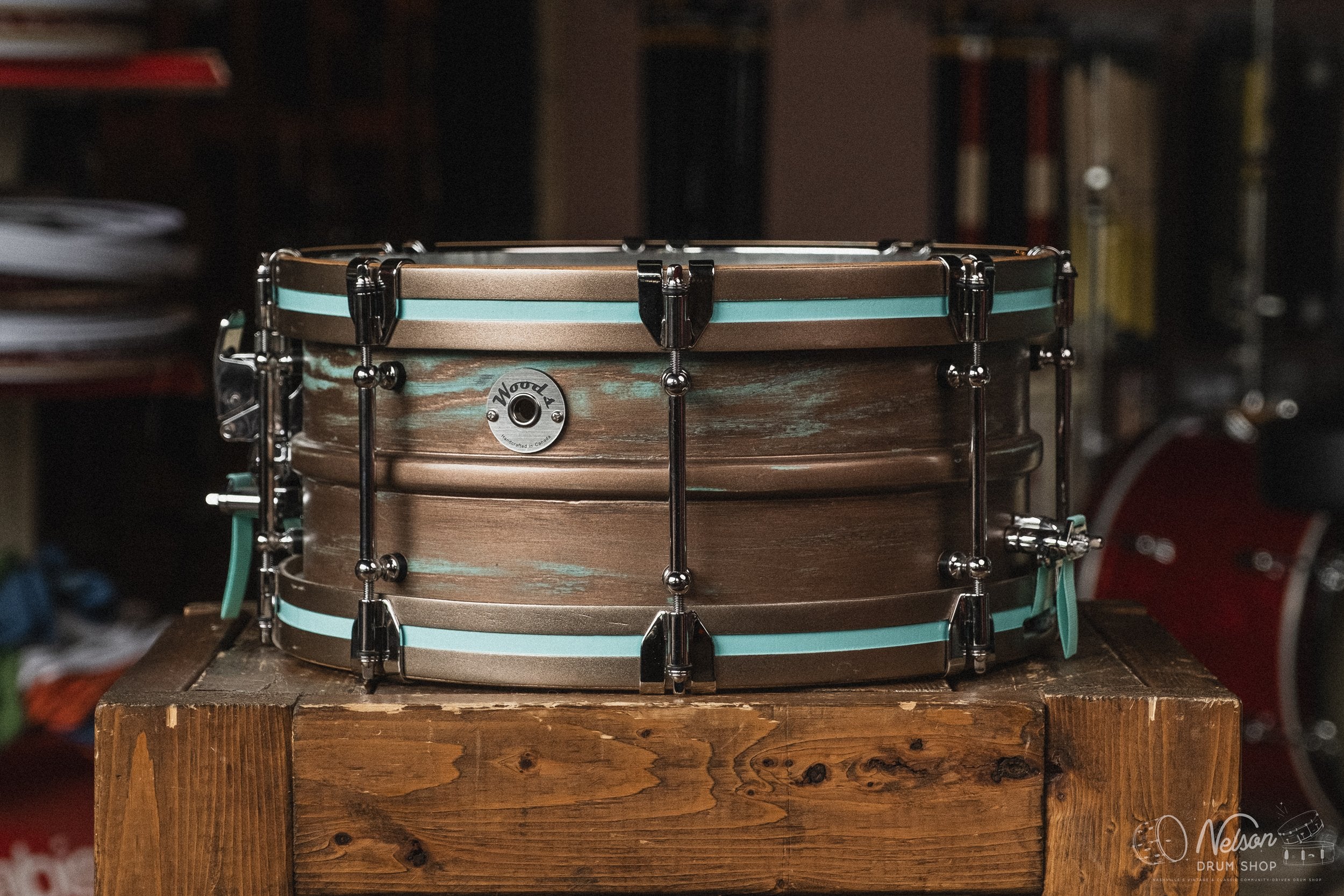 Woods Custom Drums Copper Patina Over 6 Ply Ash - 6.5x14