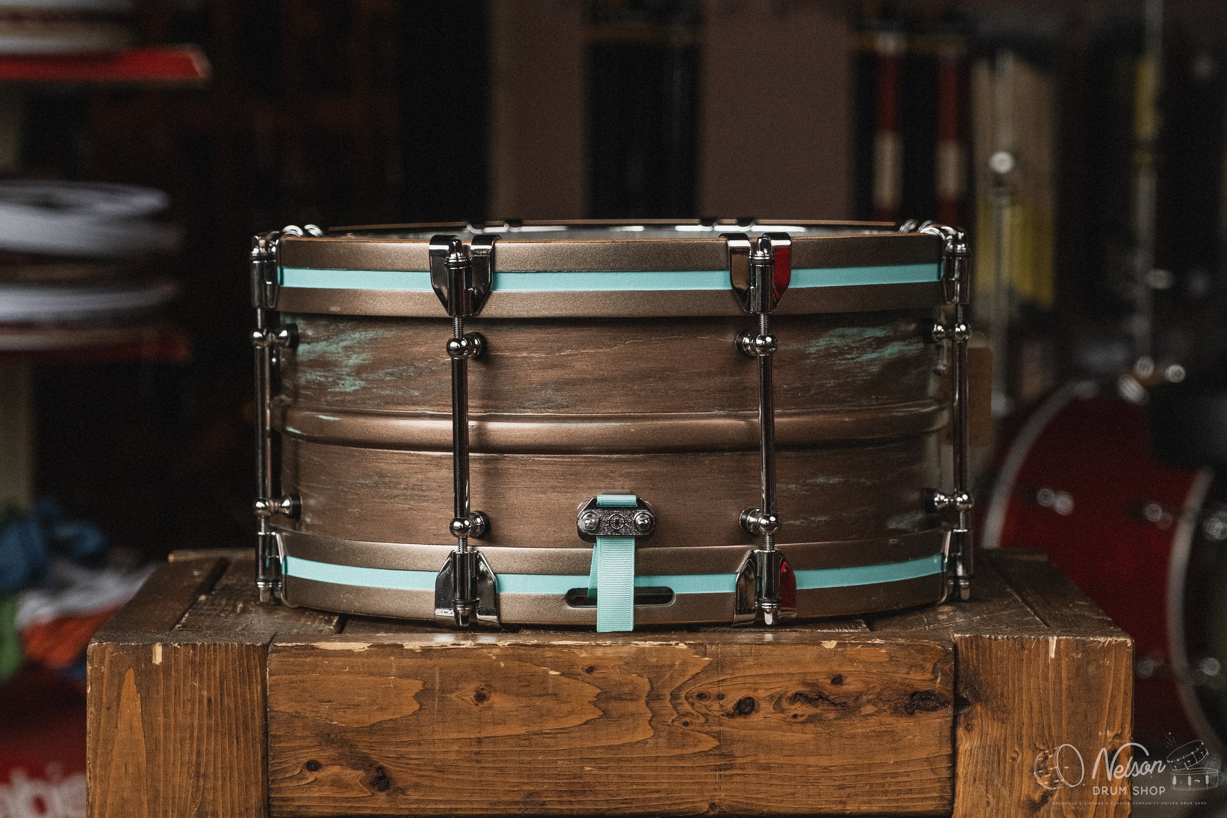 Woods Custom Drums Copper Patina Over 6 Ply Ash - 6.5x14