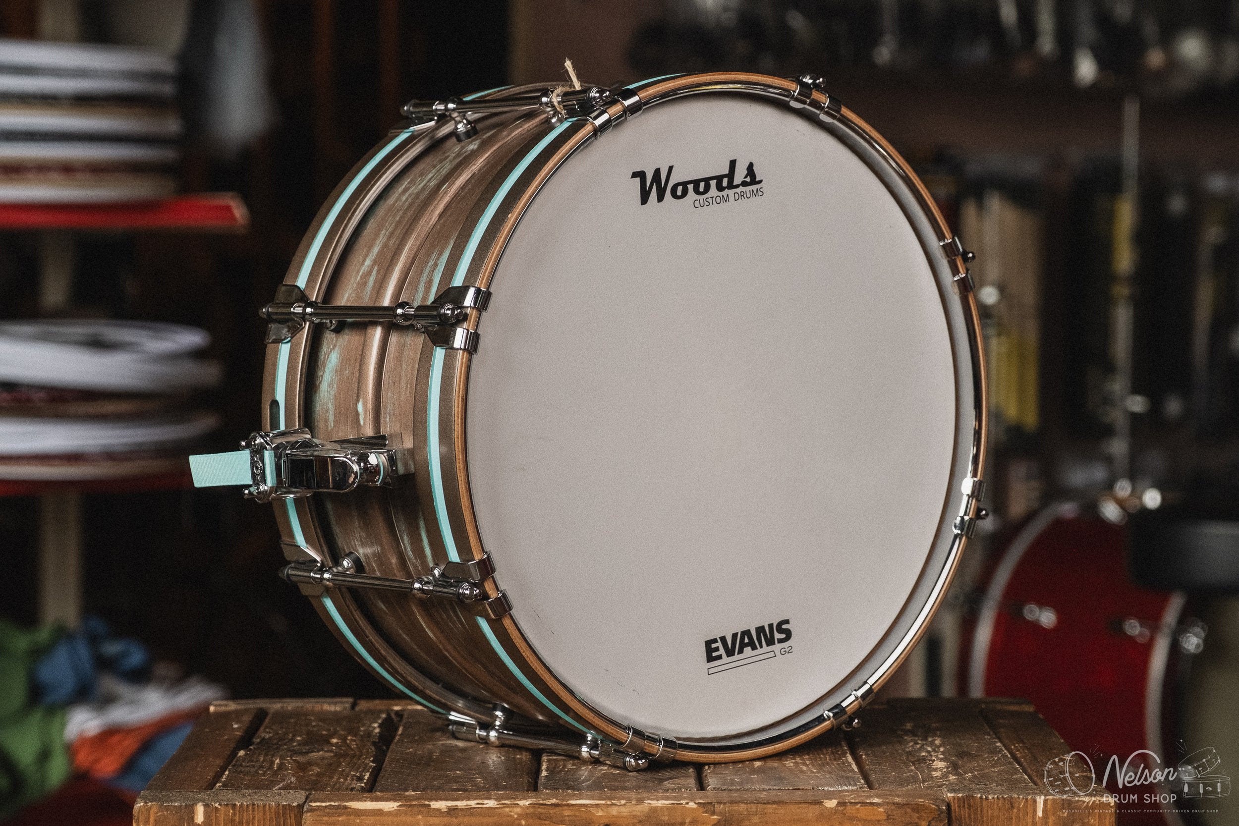 Woods Custom Drums Copper Patina Over 6 Ply Ash - 6.5x14