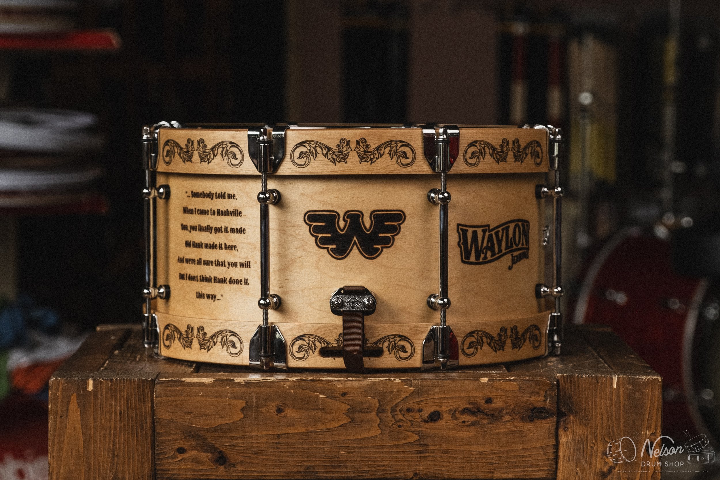 Woods Custom Drums Maple & Mahogany 'Waylon Tribute' - 7x14