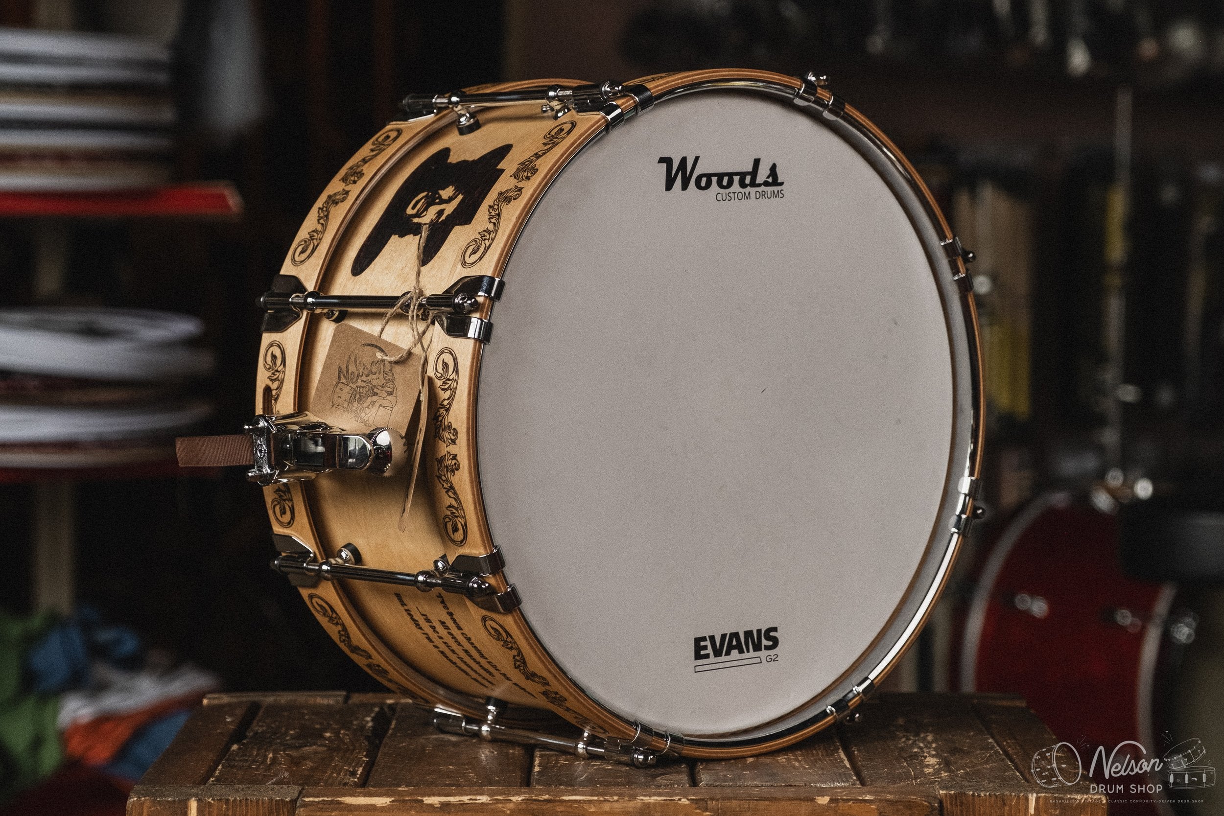 Woods Custom Drums Maple & Mahogany 'Waylon Tribute' - 7x14