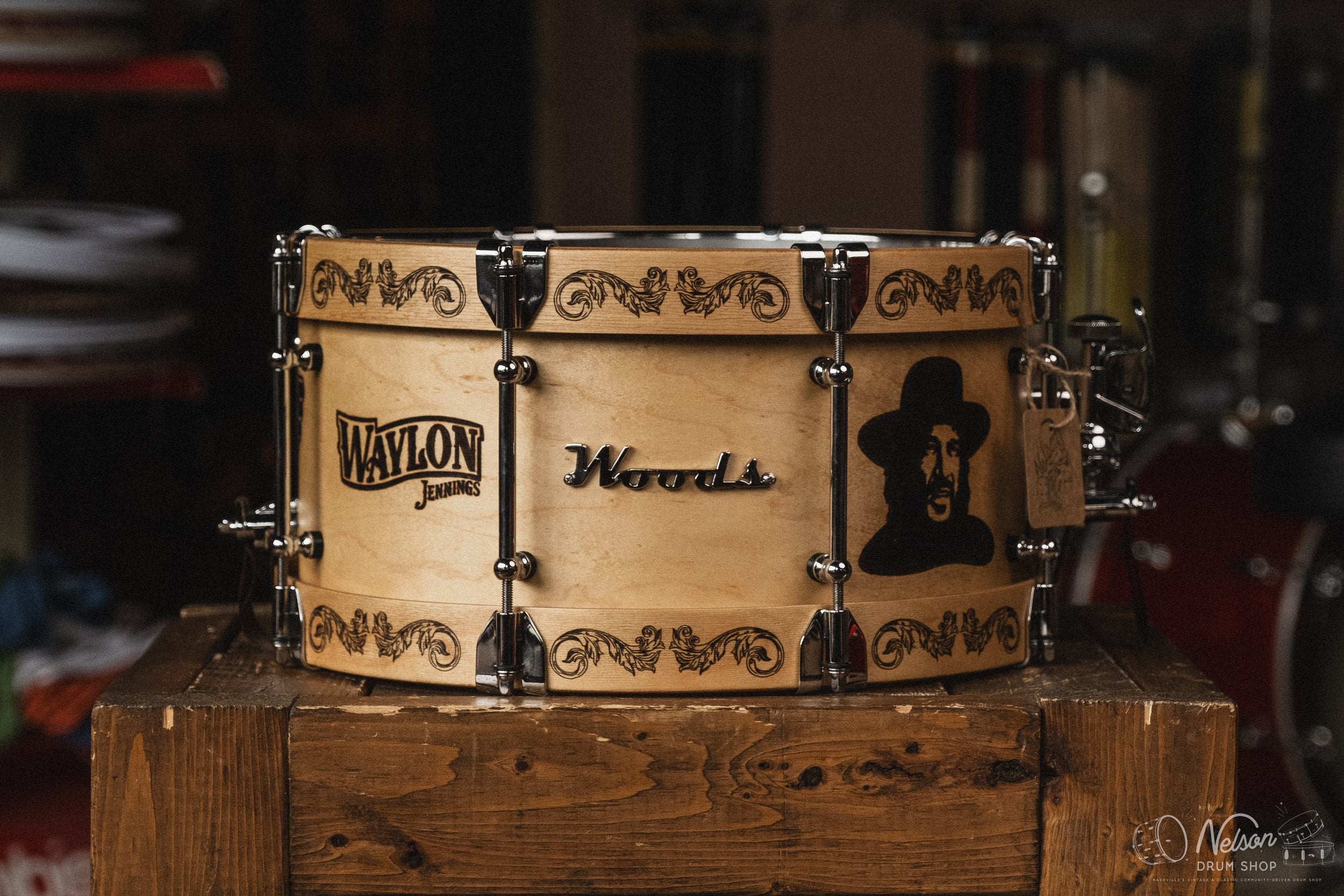 Woods Custom Drums Maple & Mahogany 'Waylon Tribute' - 7x14